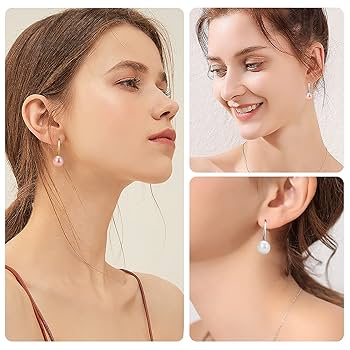 Amazon.com: Pink Pearl Earrings For Women，Silver 925