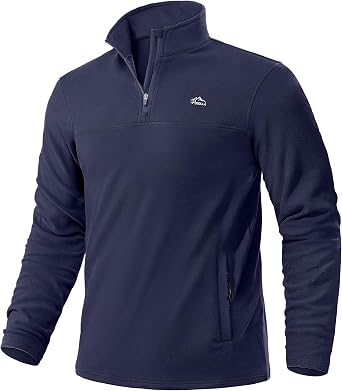 Pudolla Men's Quarter Zip Pullover with 2 Pockets Fleece Warm Soft Golf Sweatshirts for Athletic Workout Running