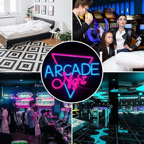 Miniatura 7 de Looklight Letrero de neón de noche de arcade, decoración de sala de juegos, letrero LED para sala de juegos, alimentado por USB, decoración de pared