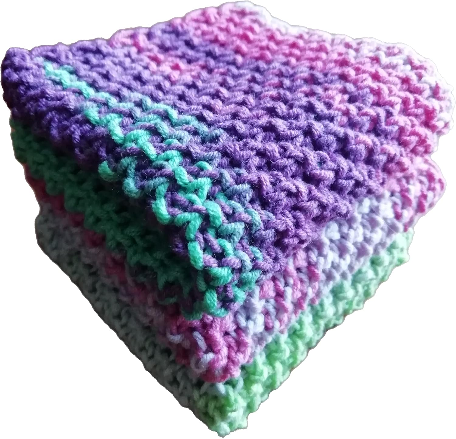 Colorful Set 3 Cotton Washcloths Super Absorbent Reusable Dishcloths Knitwear Square Soft Ecology Rags