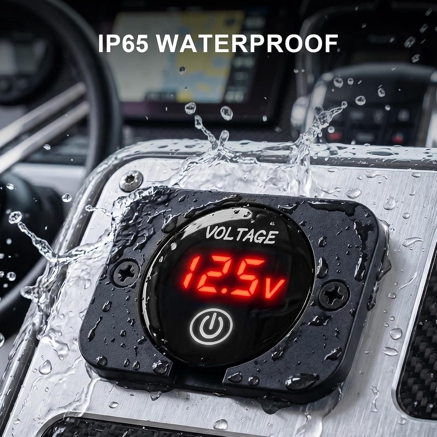 12V 24V Battery Voltage Meter, Waterproof DC LED Voltage Gauge Meter, Battery Monitor with Touch Switch for Car, Motorcycle, RV, Marine Boat, Truck, ATV