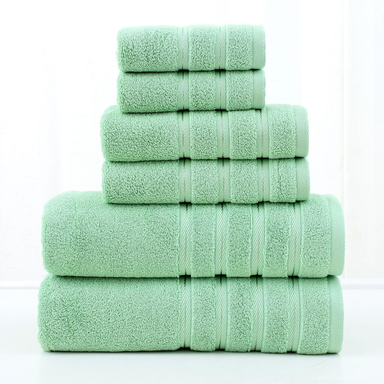Toalla de 6 piezas para baño juego de toallas suaves y absorbentes para adultos color verde