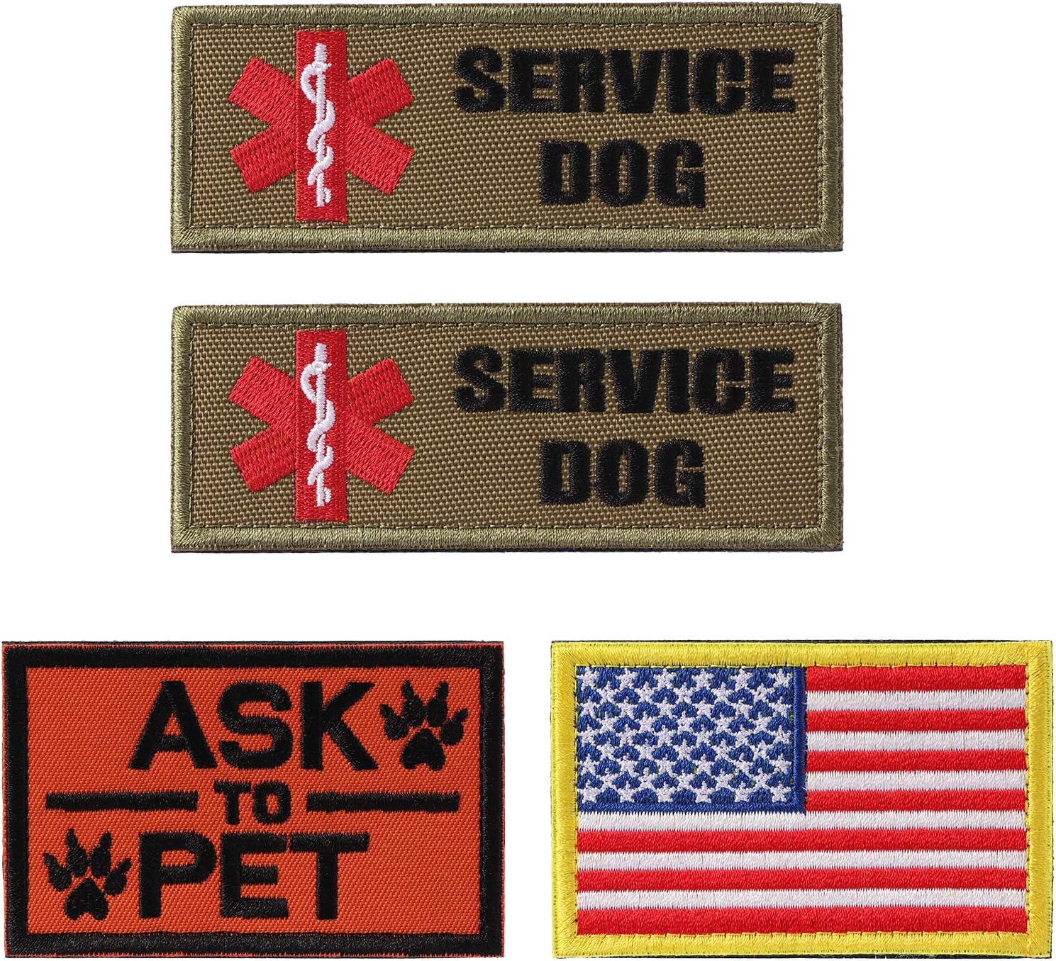 Service Dog Patch for Vest Harness Backpack K9 Morale Badge Tactical Hook and Loop in Training USA Back Embroidered Tag
