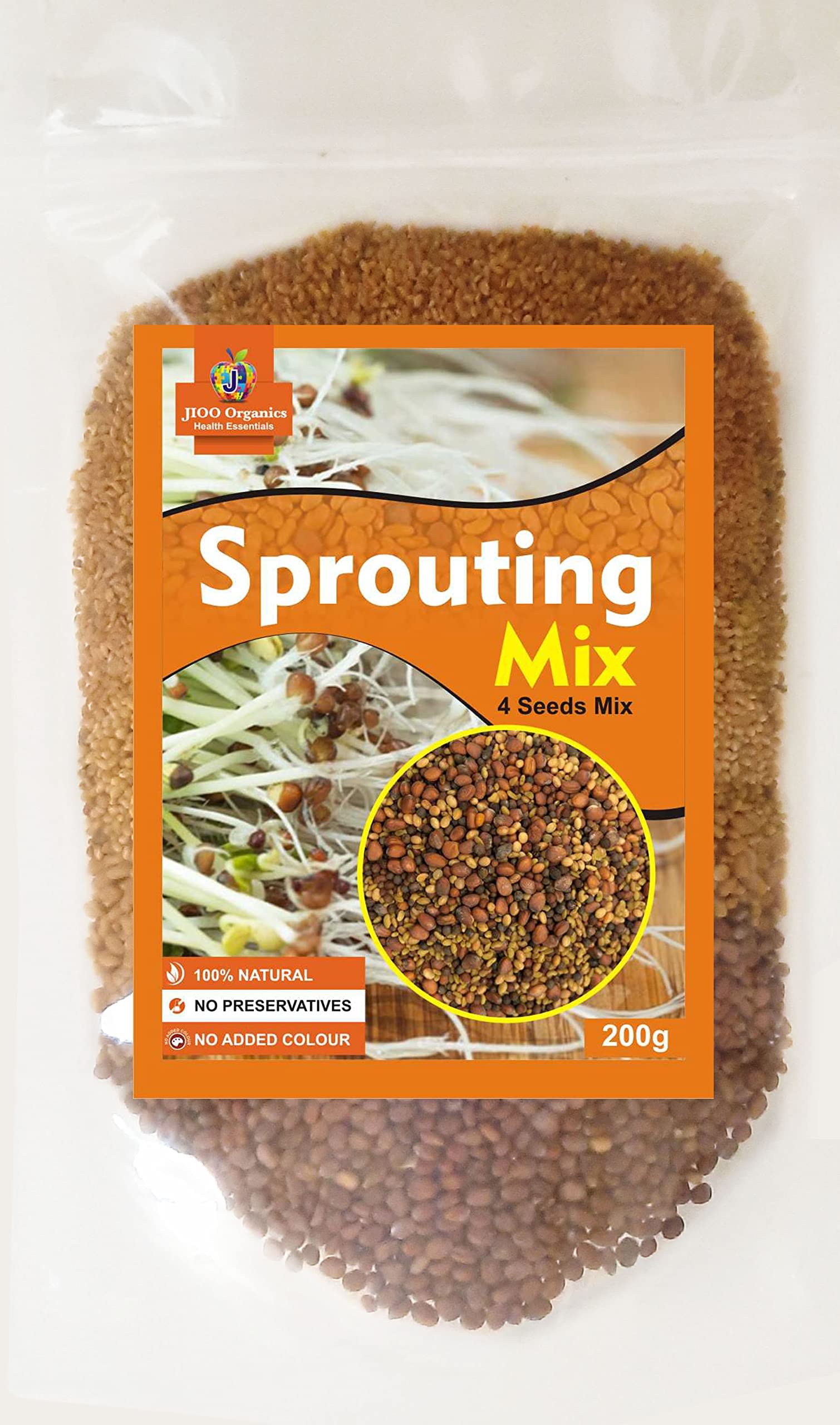 Nutritious Organic Sprouting Seeds | Diet Snacks | Clover, Radish, Alfalfa Mix Seeds for Salads Pack of 200g