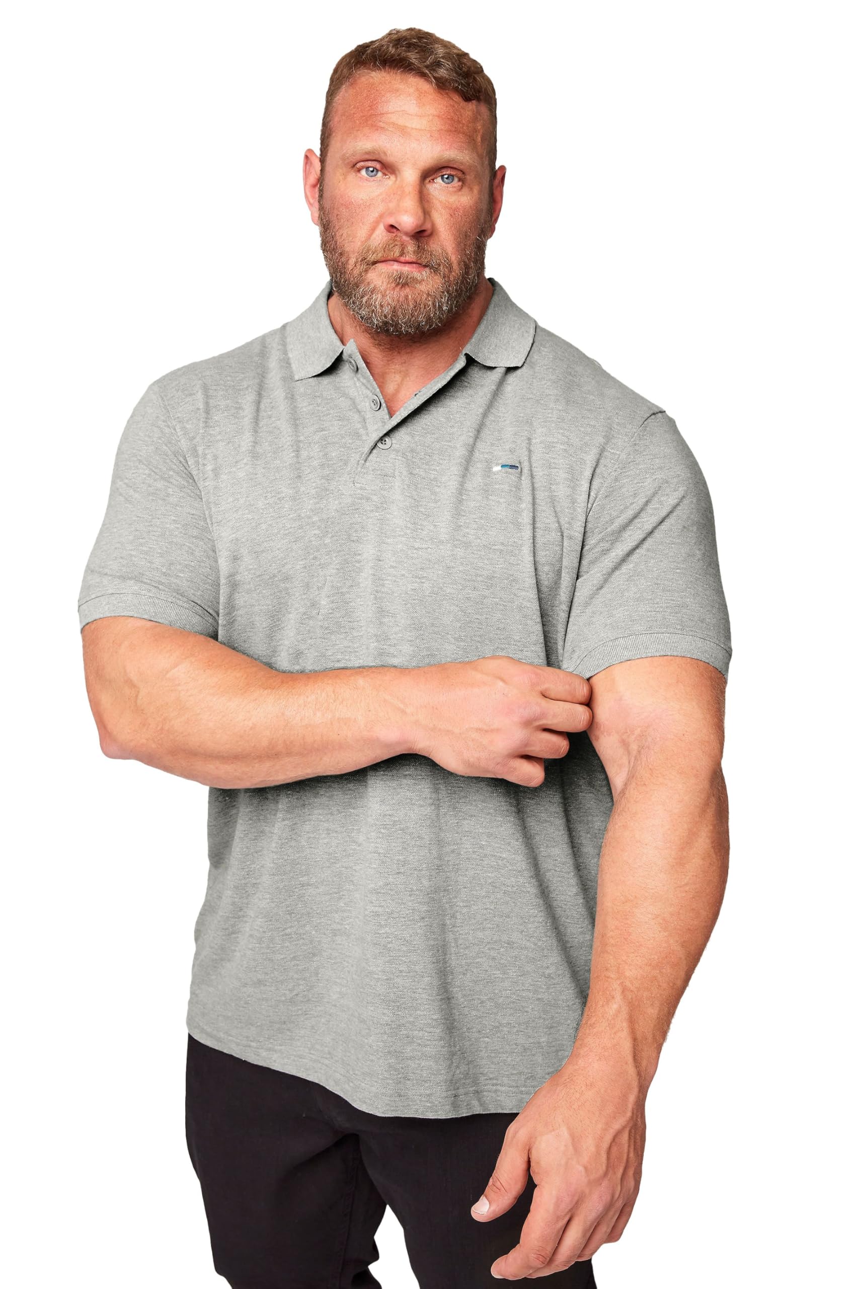 Badrhino Men's Grey Short Sleeve Polo Shirt In | Size: Large