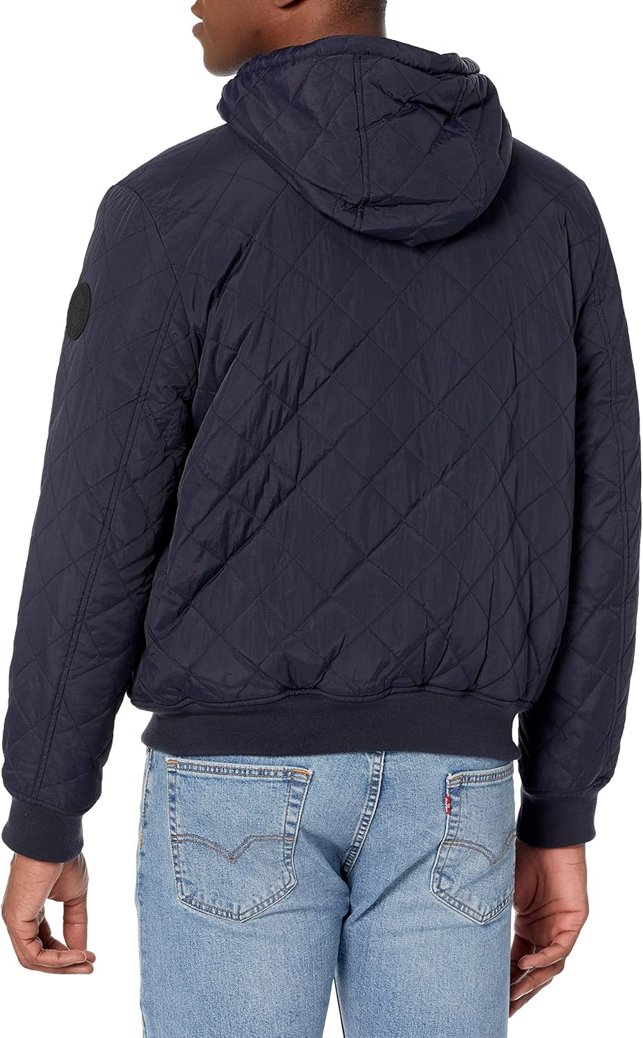 Levi's Men's Diamond Quilted Sherpa Lined Bomber Jacket, Navy, Large - Image 2