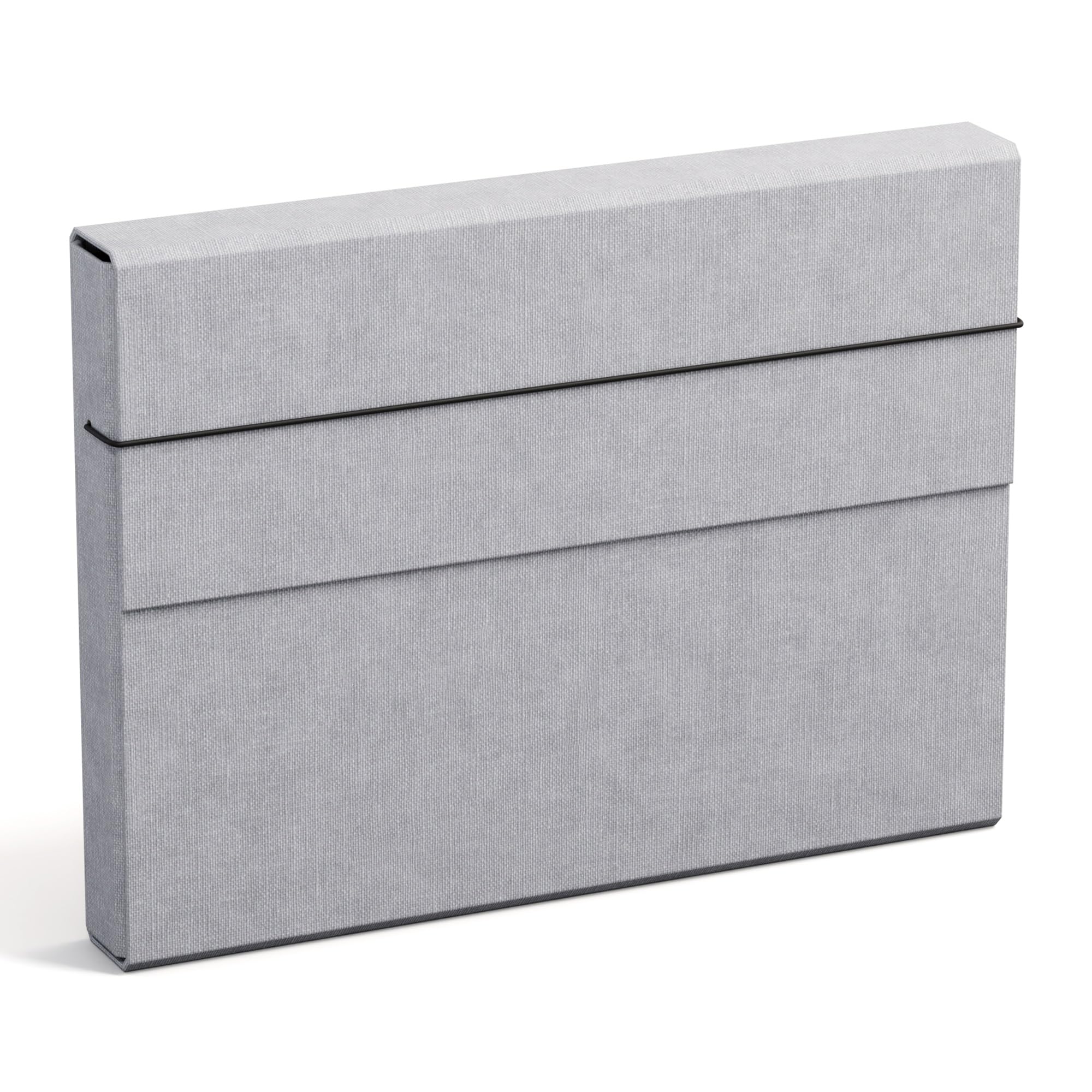 Bigso Box of Sweden OLOF A4 Folder with Elastic Band - Fibreboard and Paper in Linen Look - Extra Spacious Portfolio Folder for Documents, Files, Documents etc. - Light Grey