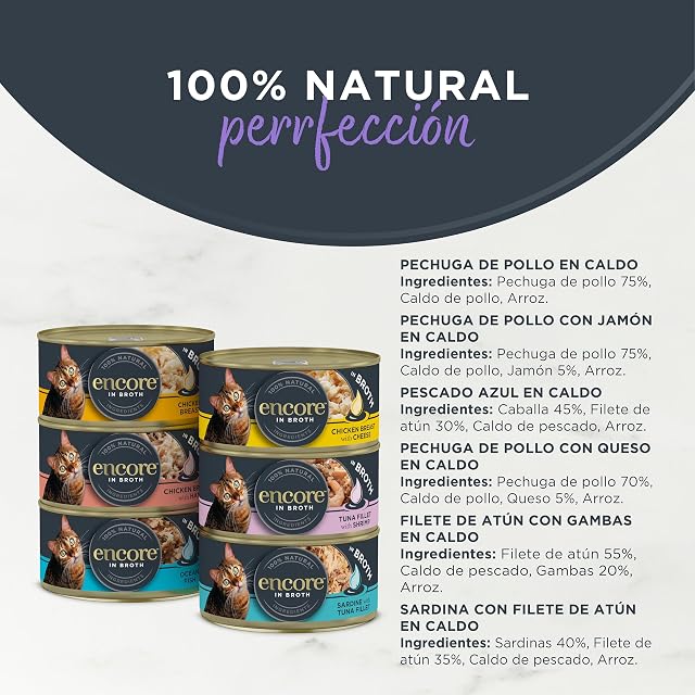 Foto 2 de 6 de Encore Comida Húmeda Natural Gatos, Multipack de Selección Variada en Caldo para Gatos Adultos