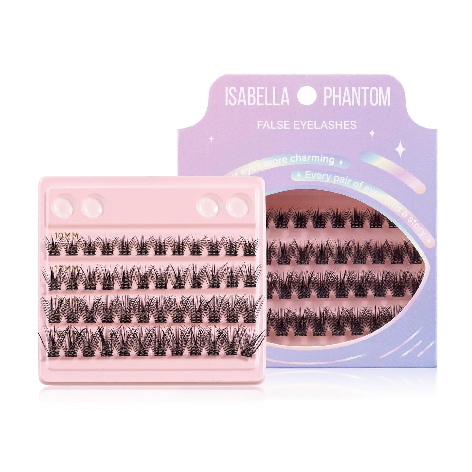 Isabella Phantom False Eyelashes Natural Style Multipack Assorted Lengths 10mm-12mm-14mm-16mm 4 Pack Faux Mink Black
