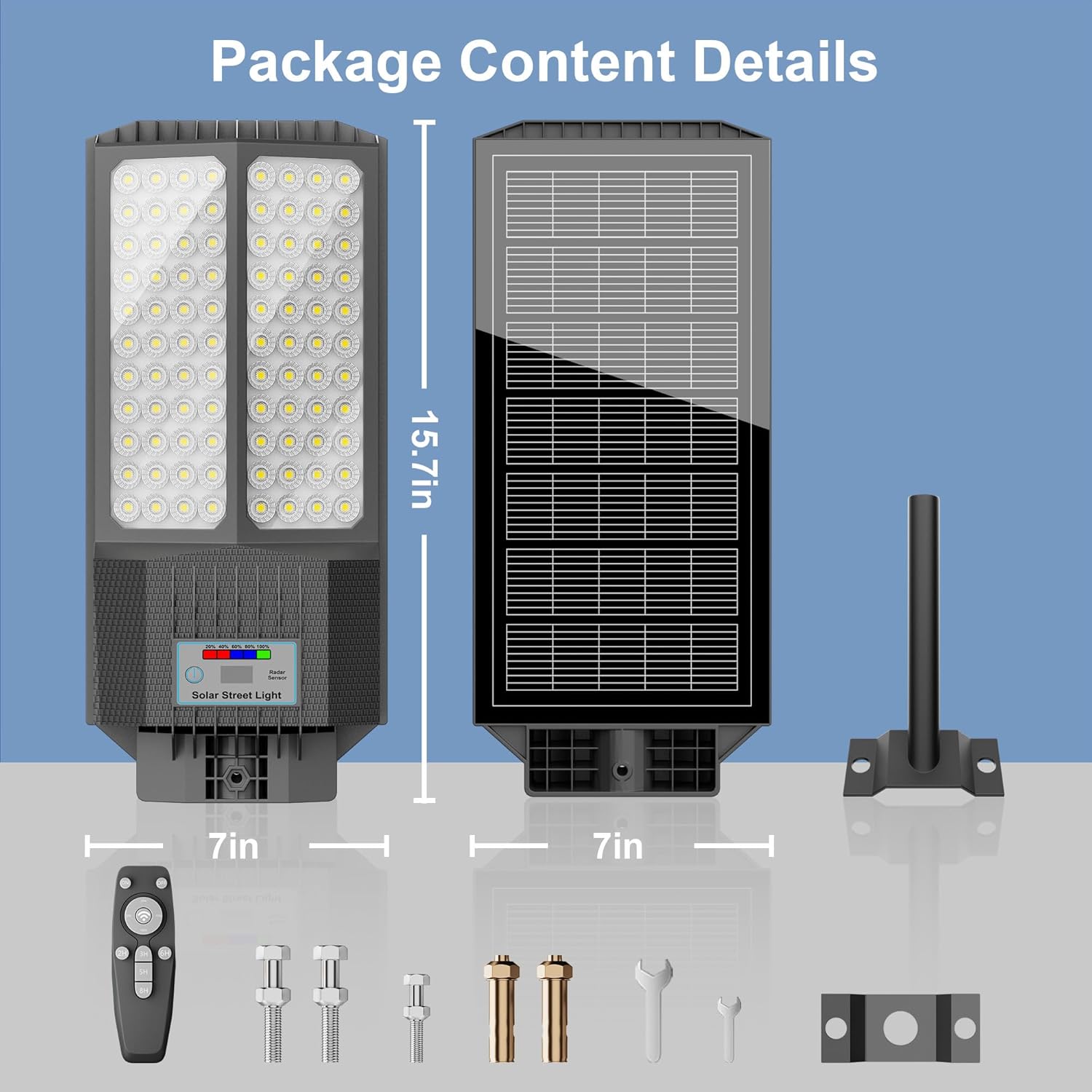 New 7000W Solar Street Light - Commercial Solar Lights Outdoor Waterproof, 200pcs High Brightness LEDs, Solar Parking Lot Lights Dusk to Dawn for Yard Garden with Motion Sensor - 1 Pack