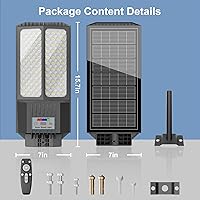 Vista 7 de Large Solar Street Lights Outdoor Waterproof Heavy Duty, Dusk to Down Solar Parking Lot Lights Mention Sensor, Outdoor Yard Light LED Floodlight