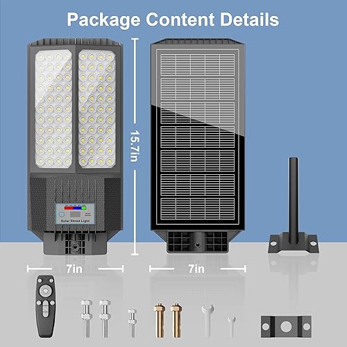 Miniatura 7 de Large Solar Street Lights Outdoor Waterproof Heavy Duty, Dusk to Down Solar Parking Lot Lights Mention Sensor, Outdoor Yard Light LED Floodlight
