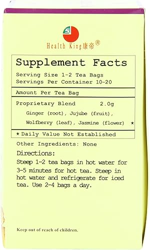 Miniatura 2 de Health King Té de hierbas de jengibre, bolsitas de té, caja de 20 unidades