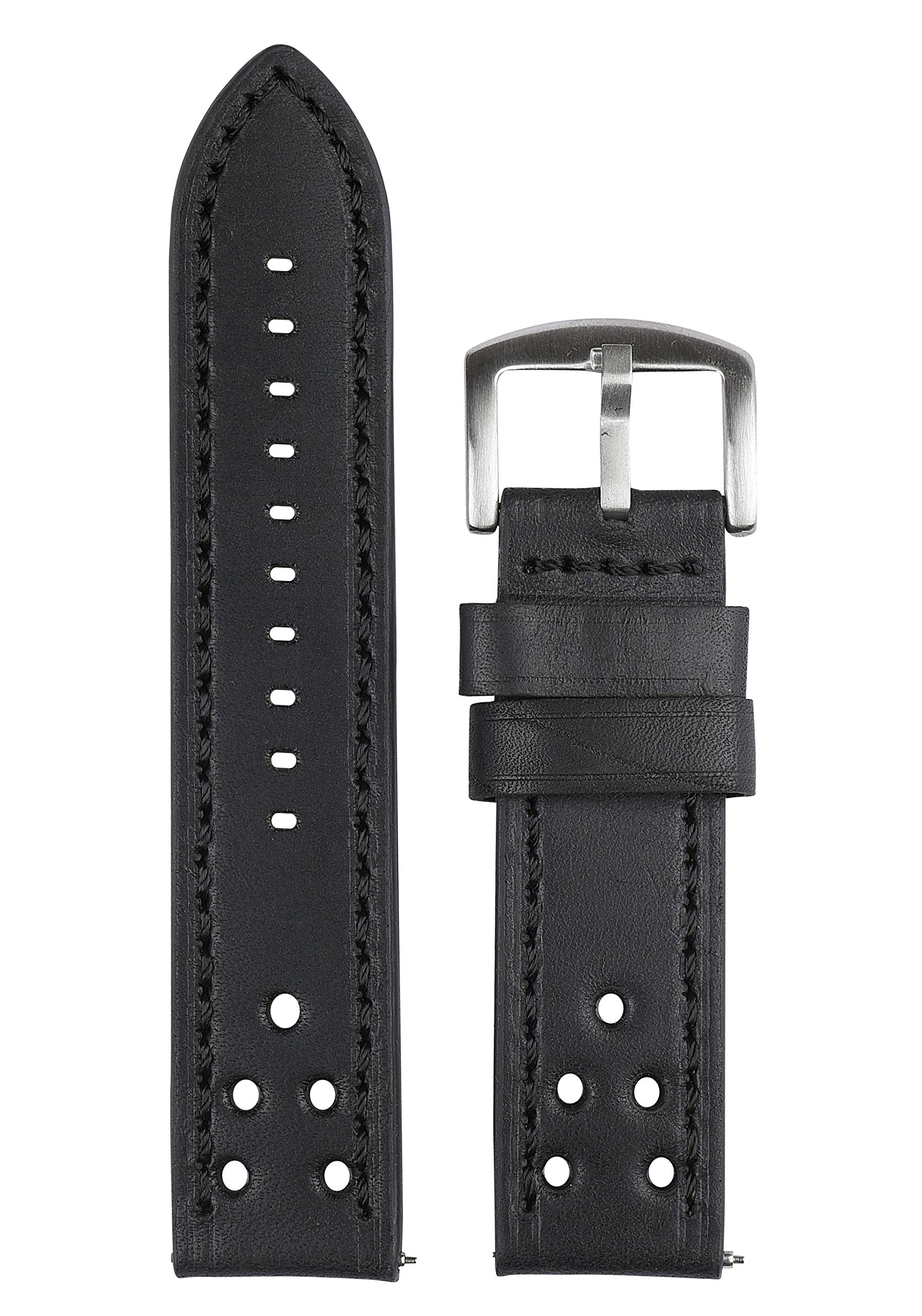 EXOR CHIC G BLACK Colour Leather Watch Straps 22 MM CUT EDGE-5 HOLES finish of genuine leather Watch strap/Band for Men and Women (B08P7C8GHX) Amazon Price History, Amazon Price Tracker