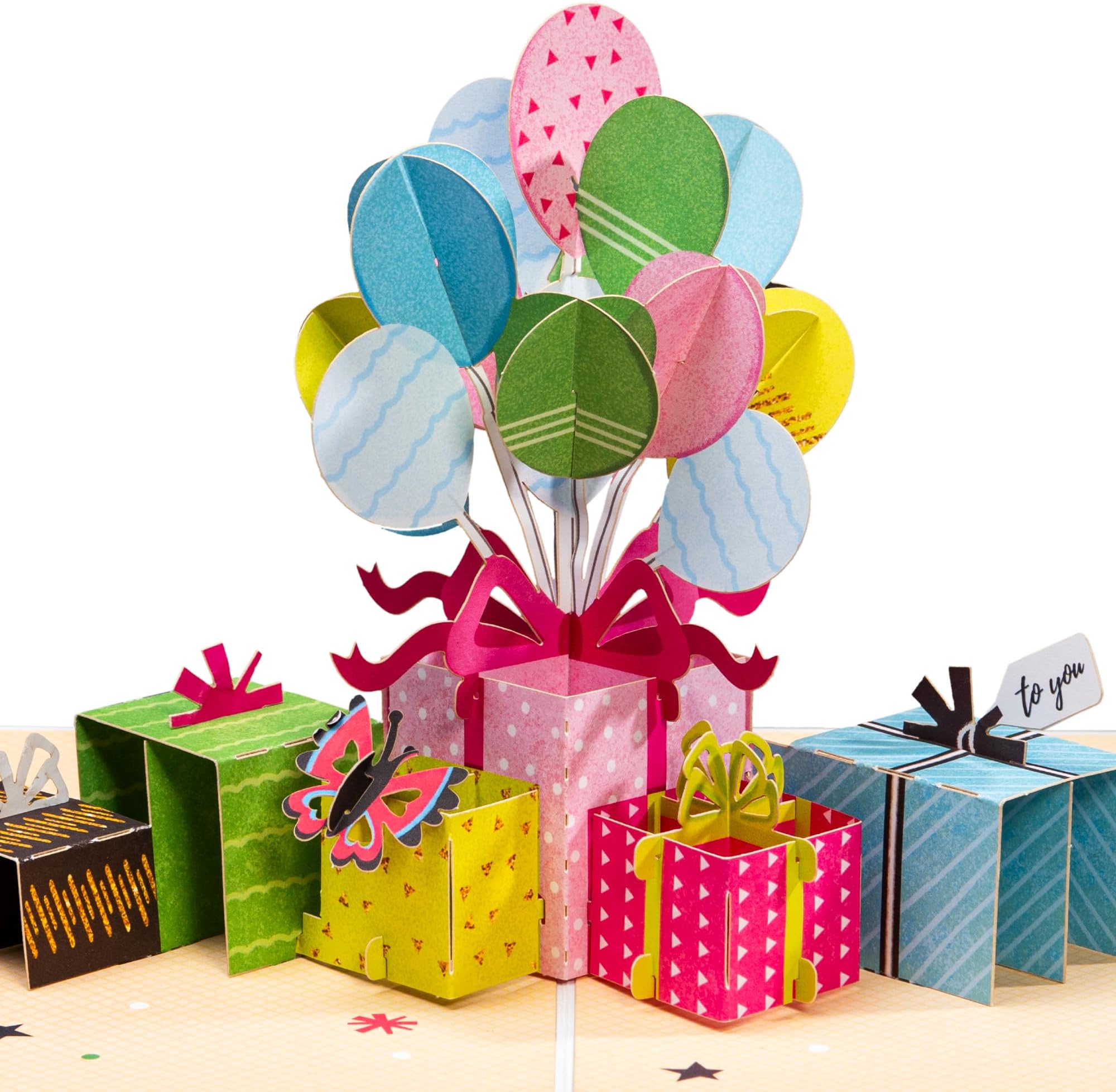 3D Birthday Pop Up Card, Birthday Party, For Adults and Kids - 5" x 7" Cover - Includes Envelope and Note Tag