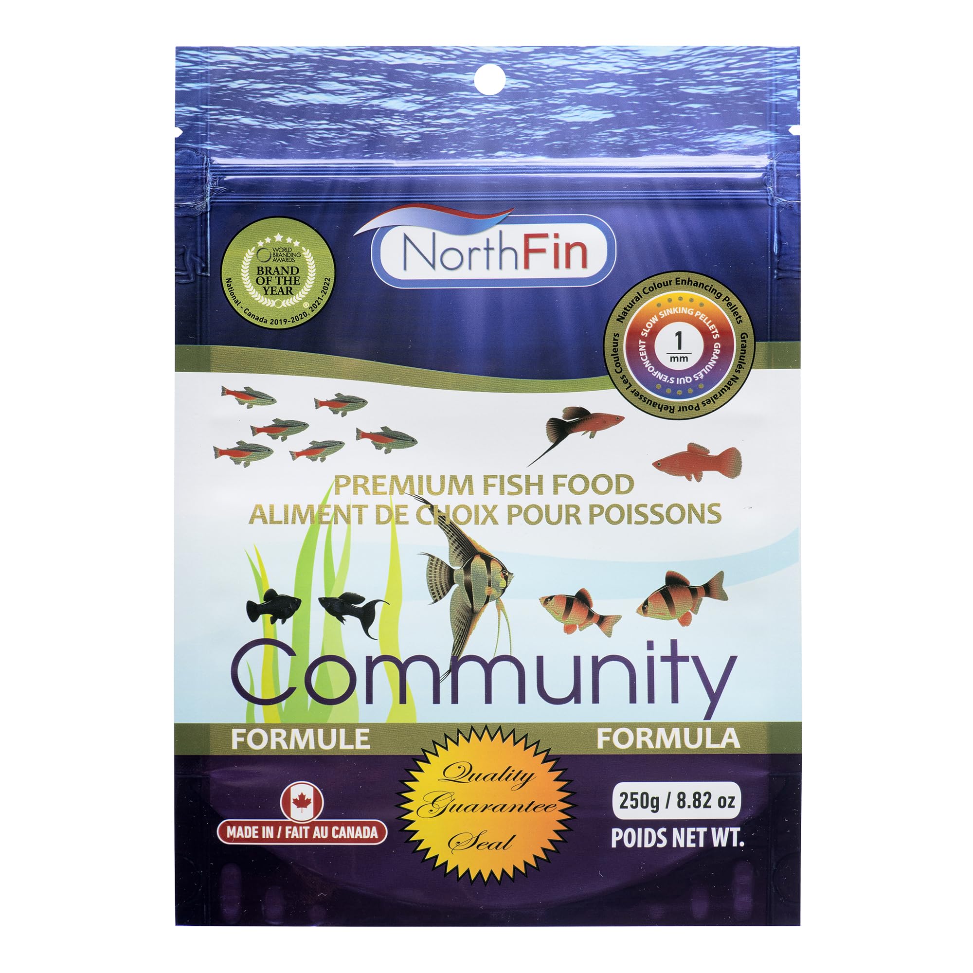 Fish Food Community Formula Slow Sinking Pellets (1mm 250g)