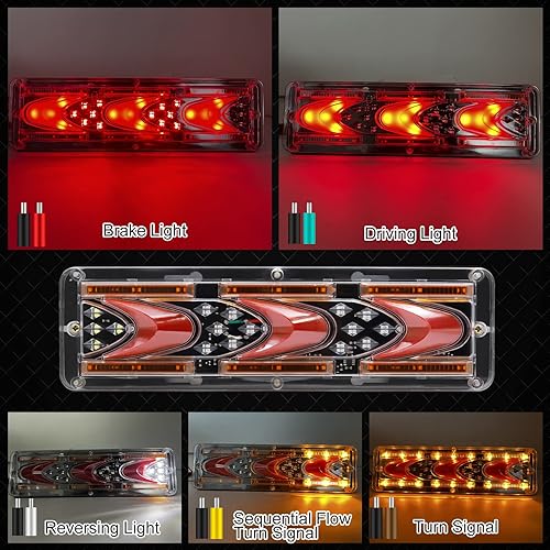 Miniatura 10 de jose2015 Luces traseras de remolque de 24 V, barra de luz trasera de camión de 11.4 pulgadas, súper brillante, 62 luces LED de señal de giro, luz
