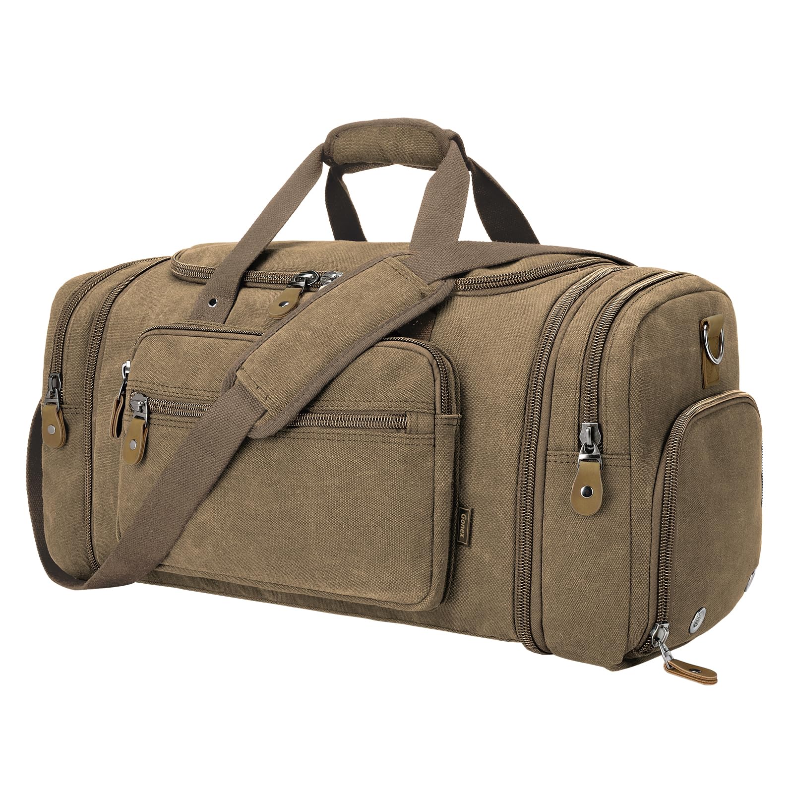 Gonex Canvas Duffle Bag, Expandable 60L Travel Overnight Weekender Bag