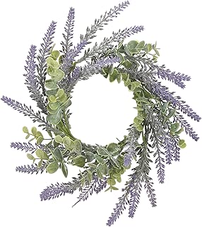 Lavender Soft Purple and Green 10 x 10 Acrylic Artificial Flower Candle Ring - coolthings.us