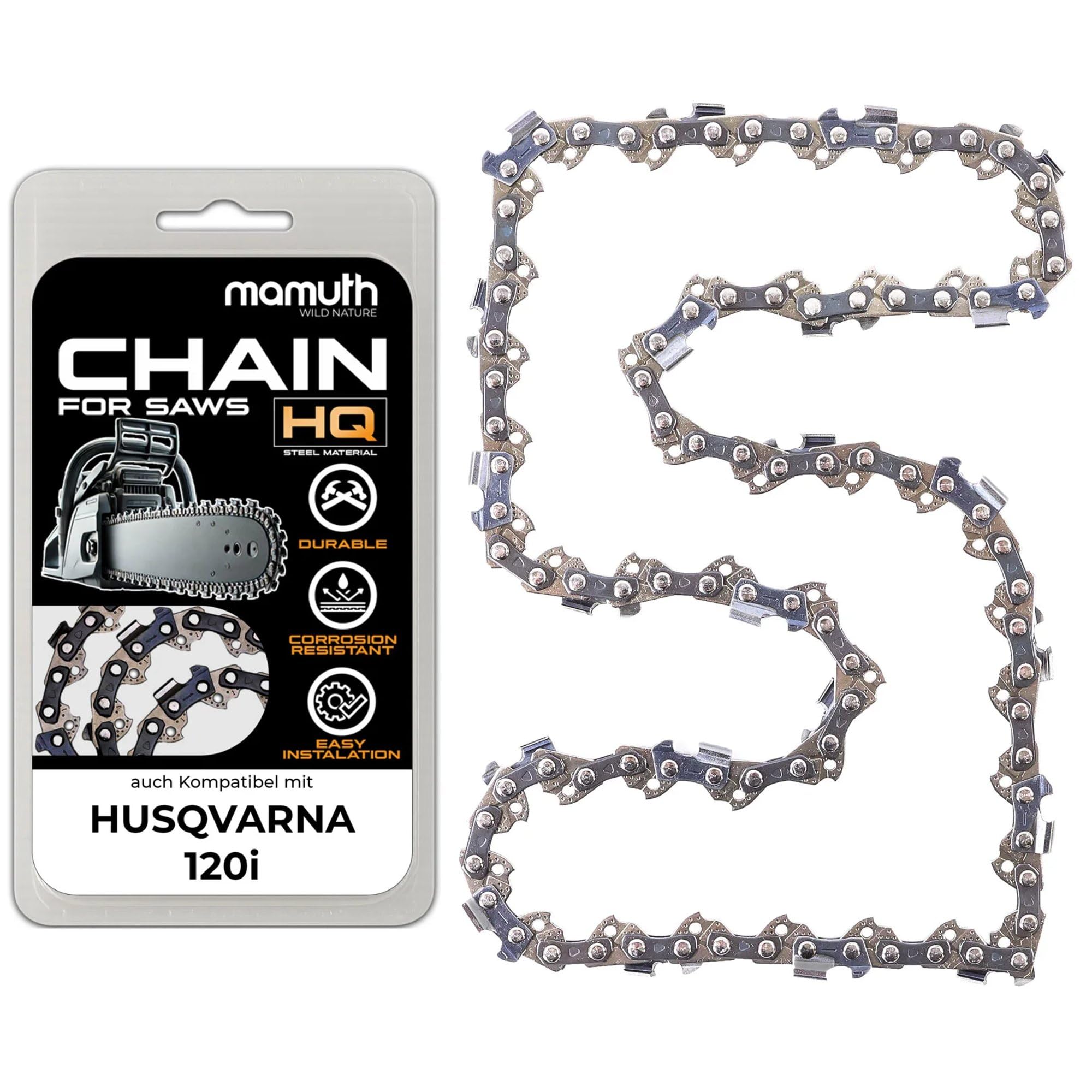 Saw Chain 30 cm 1.1 mm 3/8 Inch 45 TG for Husqvarna 120i - Robust Chains for Clean Cuts and Safety When Working