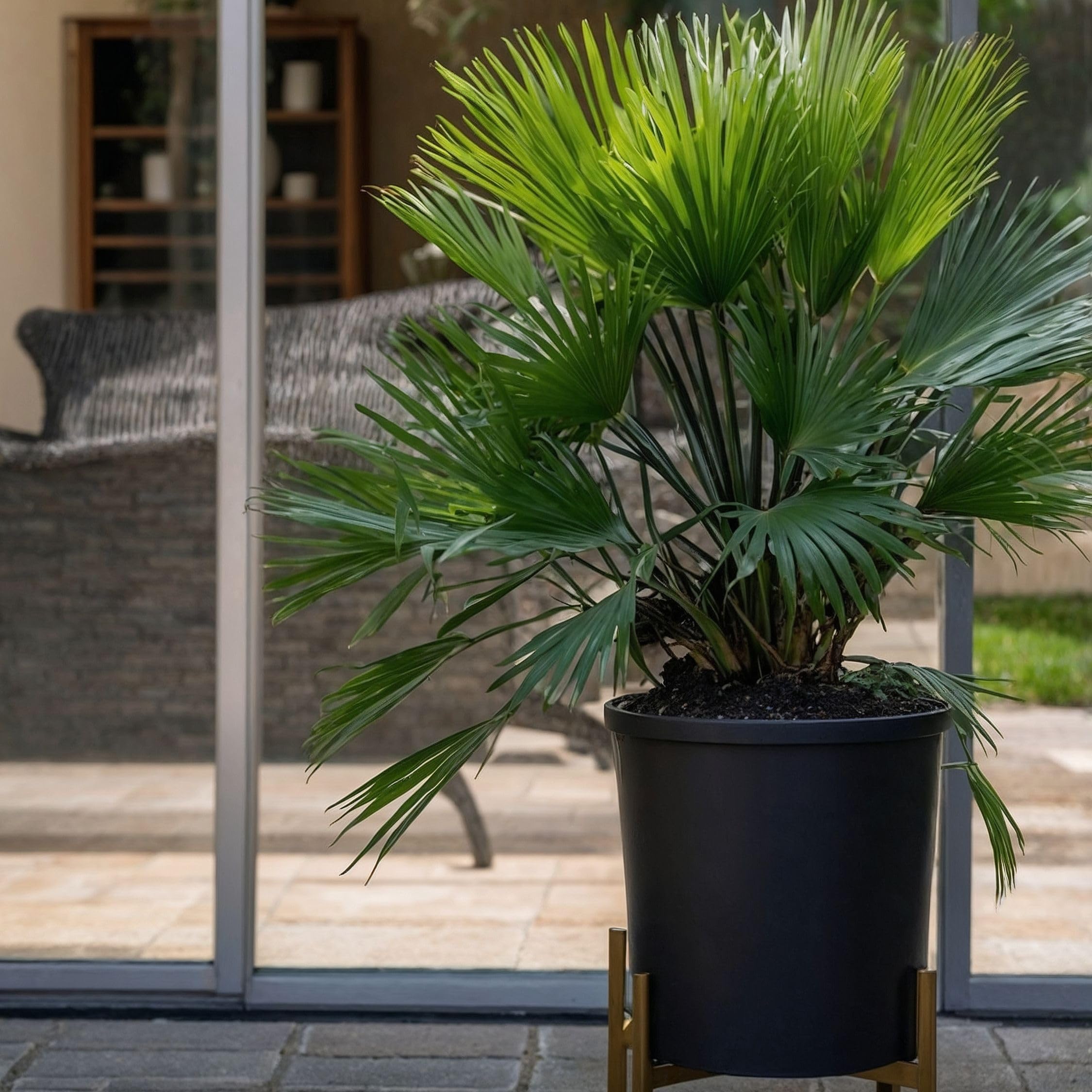 Plant in a Box - Chamaerops 'Vulcano' - 2er Set - Mediterrane Zwergpalme - Winterhart - Topf 19cm - Höhe 35-45cm - Kompakte palme