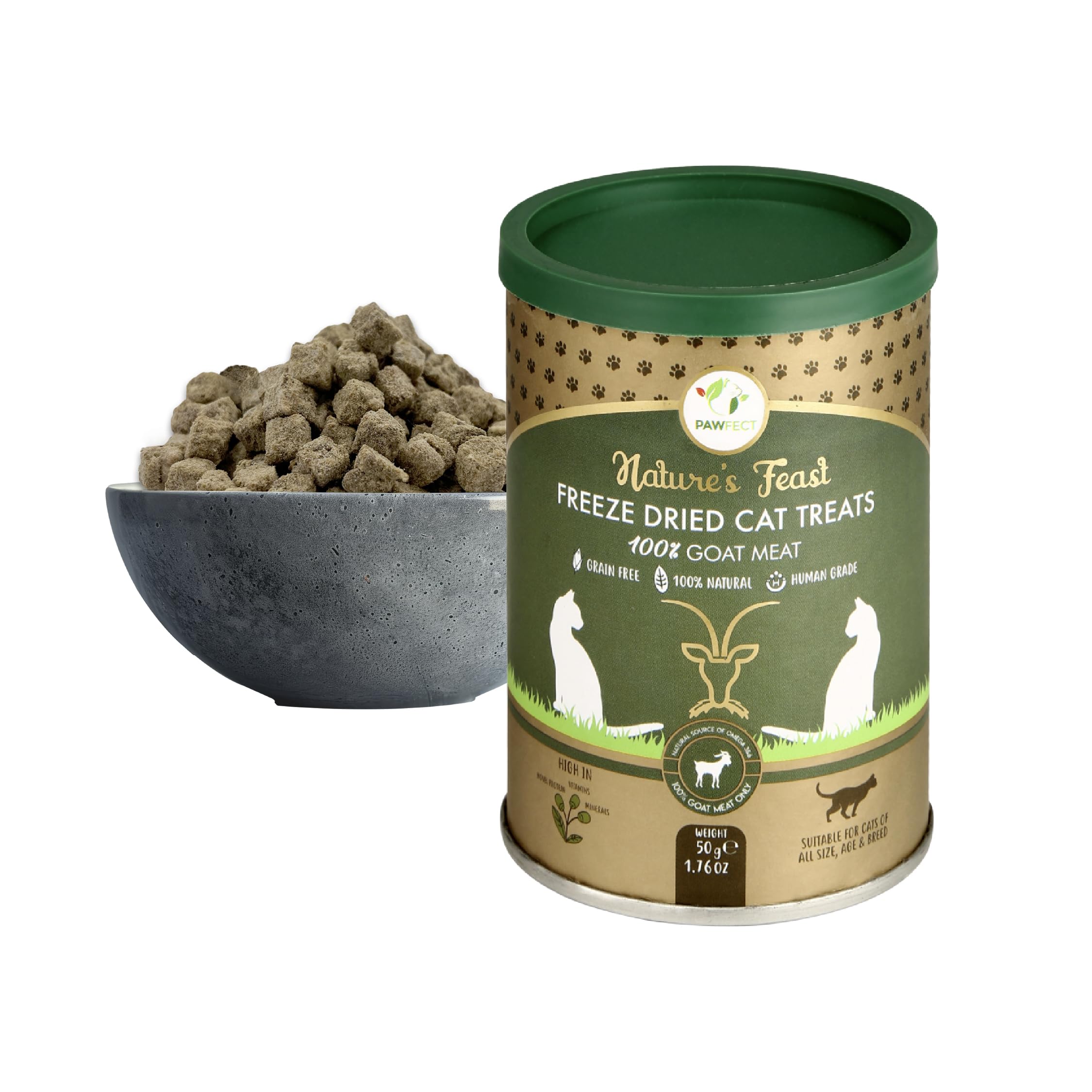 Pawfect Nature’s Feast Freeze-Dried Goat Meat Cat Treats, 50g
