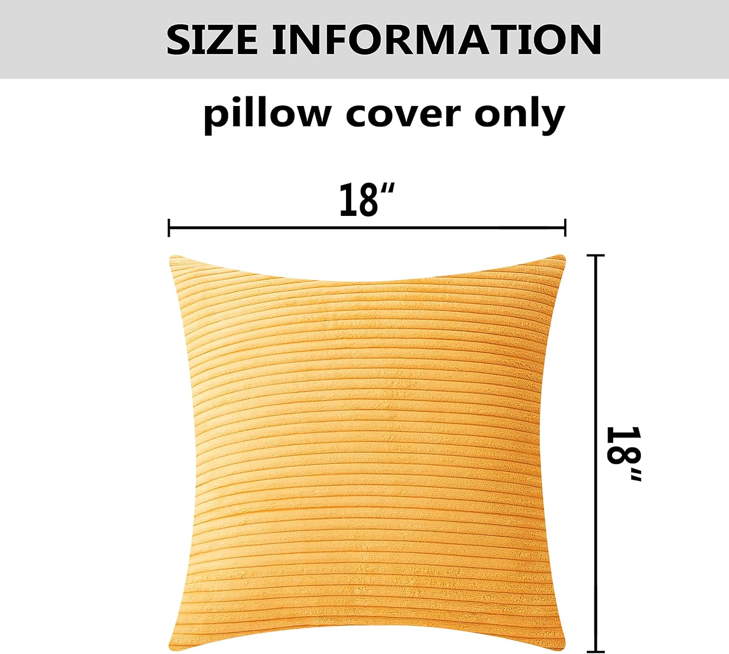 Home Brilliant Yellow Throw Pillow Covers 18x18 Set of 2 Super Soft Couch Pillow Covers Decorative Striped Corduroy Mustard Throw Pillows for Couch Bed Spring, 18 x 18 inch, Sunflower Yellow - Image 5