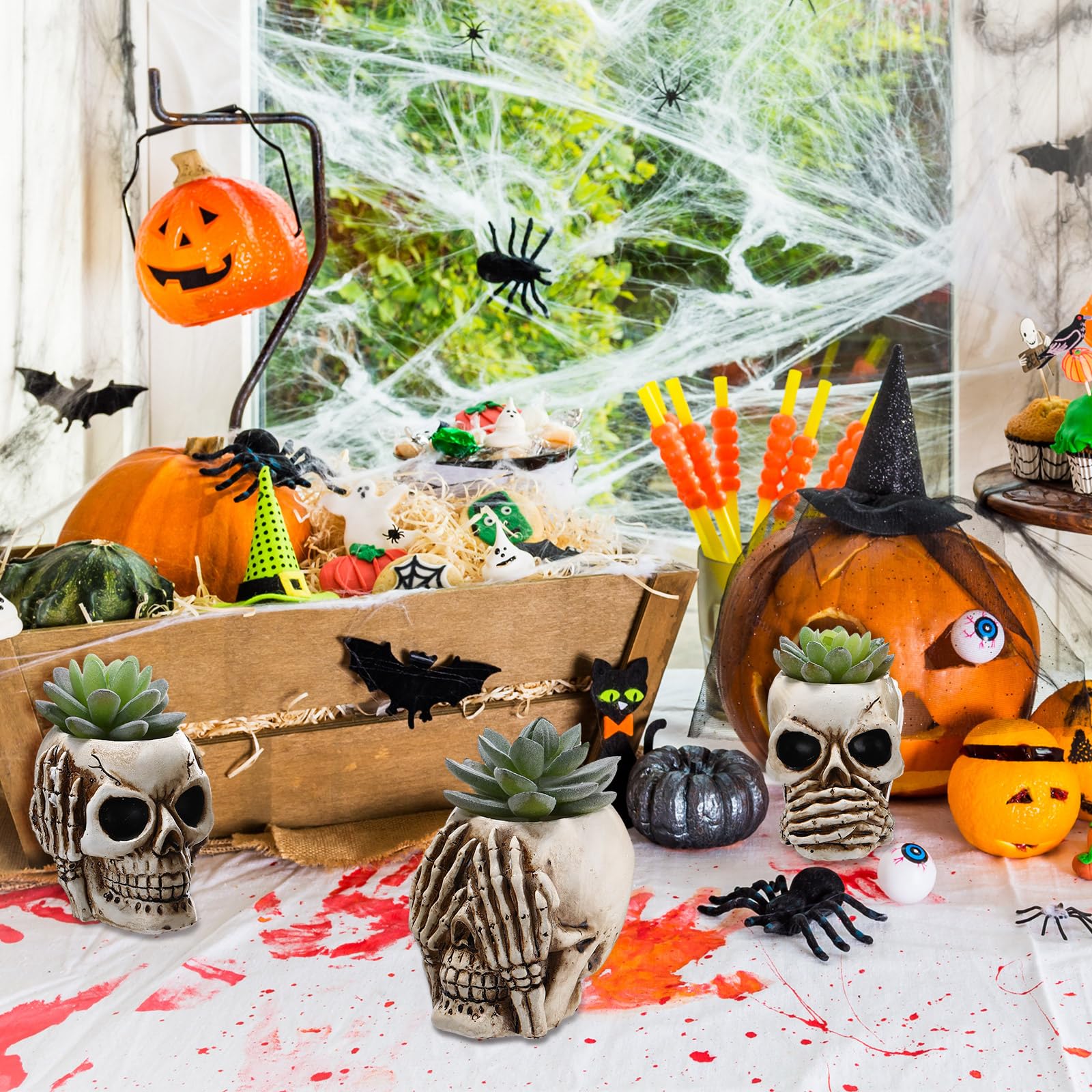 Amazon.co.jp: Tioncy スカルプランター 樹脂製 スカル型 植木鉢