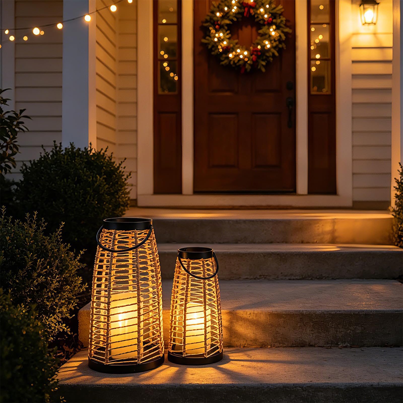 Lanternes décoratives en rotin style bohème pour intérieur et extérieur