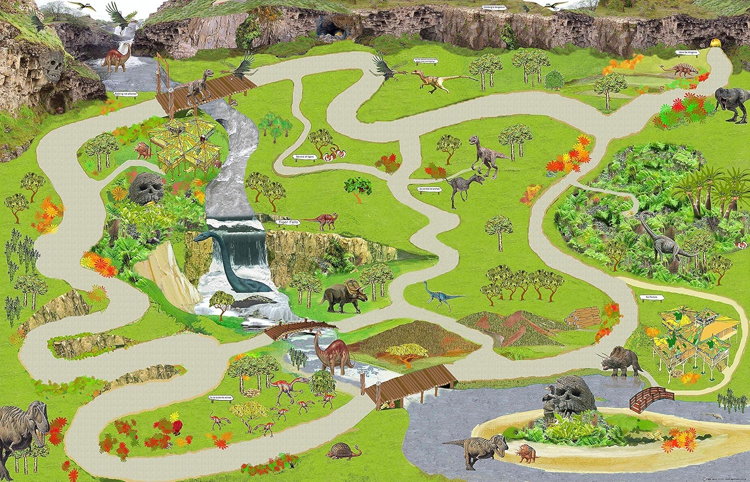 The Lost World Dinosaur Activity Play Mat - Pretend Play, Role-Play, Teach & Learn (100 x 65 cm)