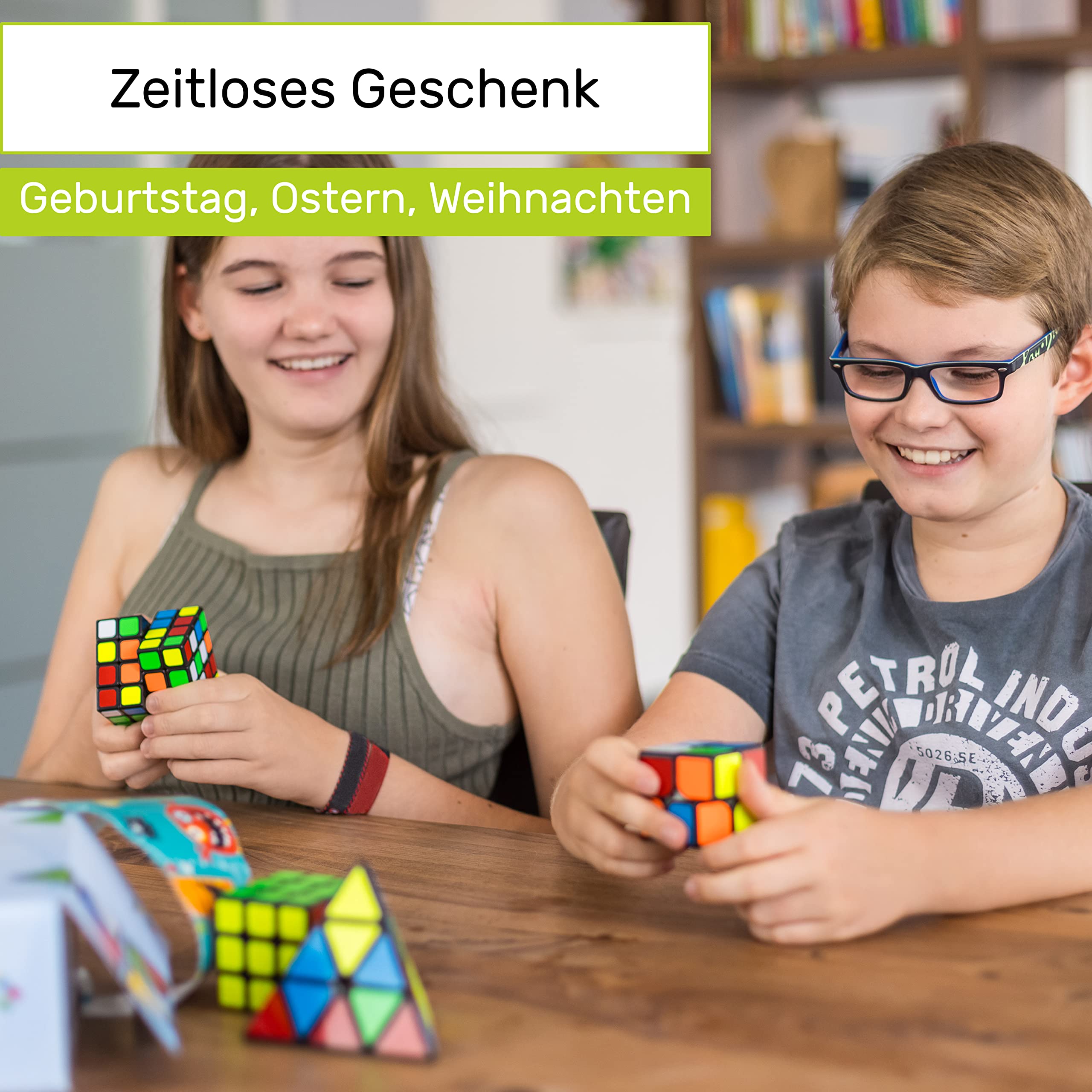 CUBIDI® Zauberwürfel Set - Speed Cube Set 2x2 3x3 4x4 Pyraminx Speedcube, Zauberwürfel für Kinder Erwachsene Anfänger 4 Stück