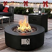 Vista 16 de ECOTOUGE Hoguera redonda de propano, mesa de hoguera de gas para exteriores de 30 pulgadas, mesa de fuego de acero con encendido automático