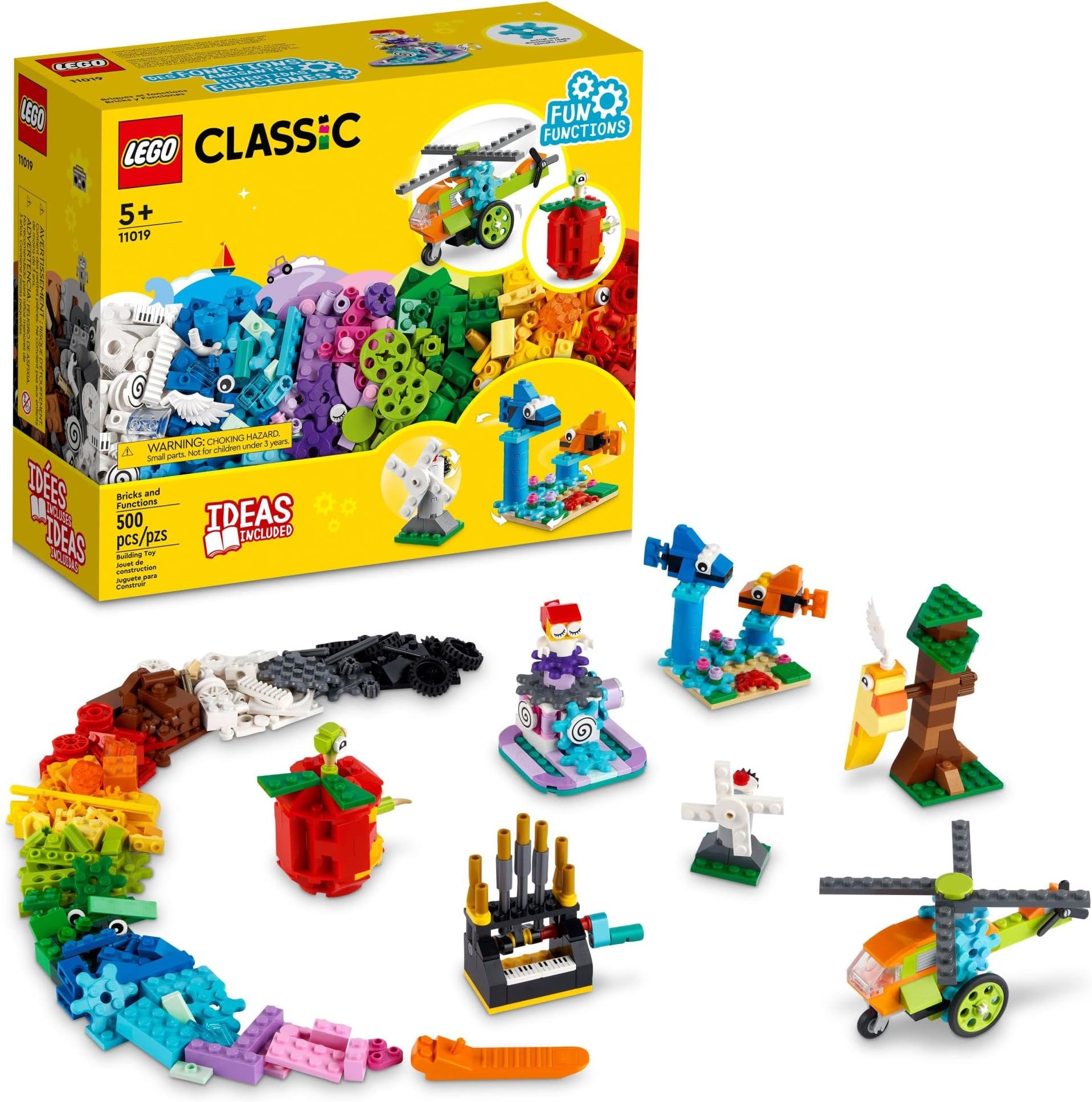 LEGO Classic Bricks and Functions 11019 Building Toy Set for Kids, Boys, and Girls Ages 5+ (500 Pieces)