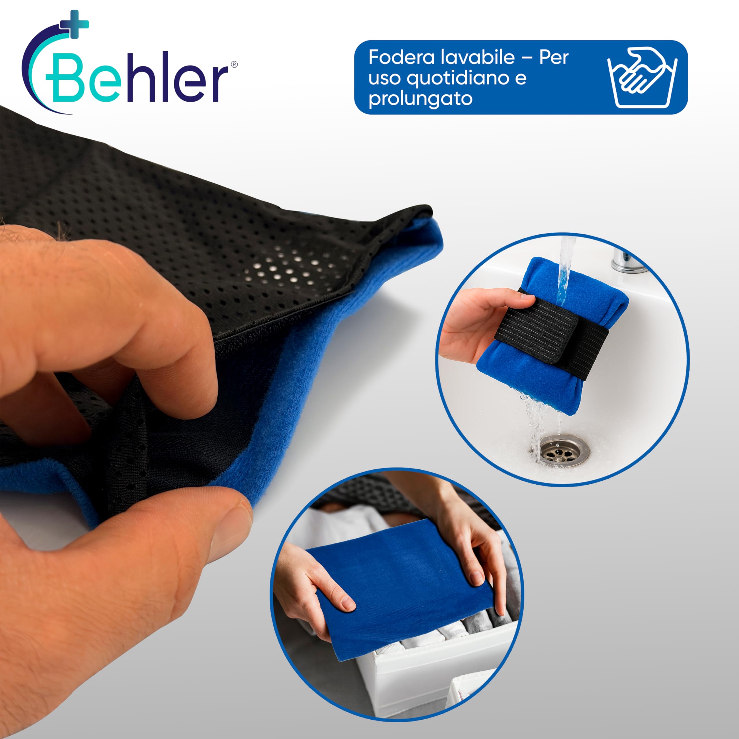 Fodera per impacco caldo/freddo 26,7 × 14,5 cm – manica imbottita con fascia elastica regolabile a strappo – lavabile e riutilizzabile – antiscivolo per ginocchio e collo (SACCHETTO GEL NON INCLUSO)