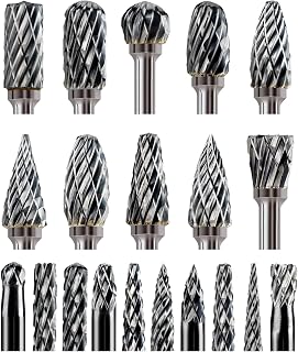 20 Pcs Carbide Burr Bits 1/8" Shank Compatible with Dremel Milwaukee Metal Grinding Wood Stone Steel Carving Cutting Engraving Grinder Kit Attachment Rotary Tool Accessories Set Harder Than Diamond