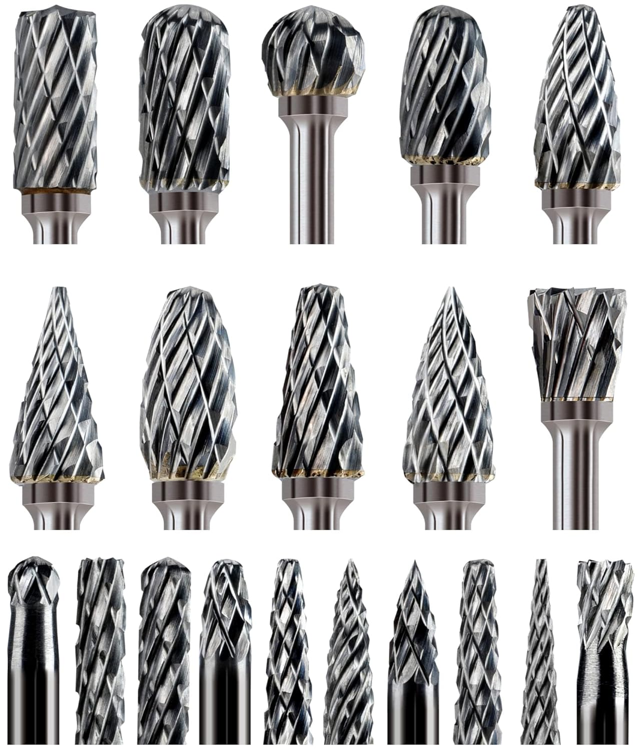 20 Pcs Carbide Burr Bits 1/8" Shank Compatible with Dremel Milwaukee Metal Grinding Wood Stone Steel Carving Cutting Engraving Grinder Kit Attachment Rotary Tool Accessories Set Harder Than Diamond