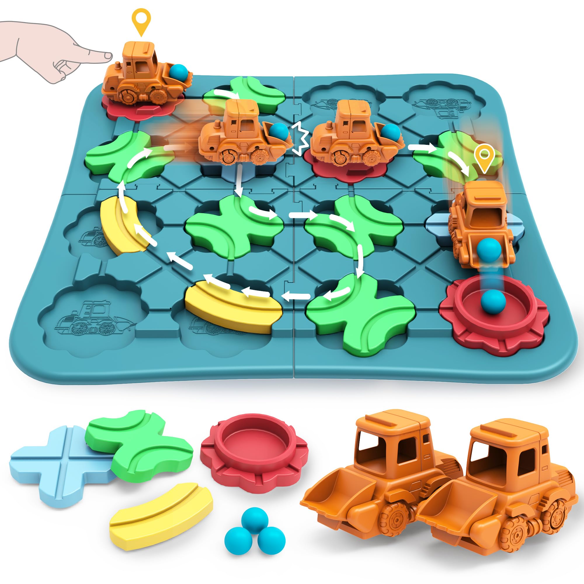 Kids Toys STEM Board Games - Logic Road Builder Brain Teasers Puzzles for 3 4 5 6 7 Year Old Boys Girls, Educational Montessori Birthday Gifts for Ages 4-8 Preschool Classroom Learning (29 PCS)