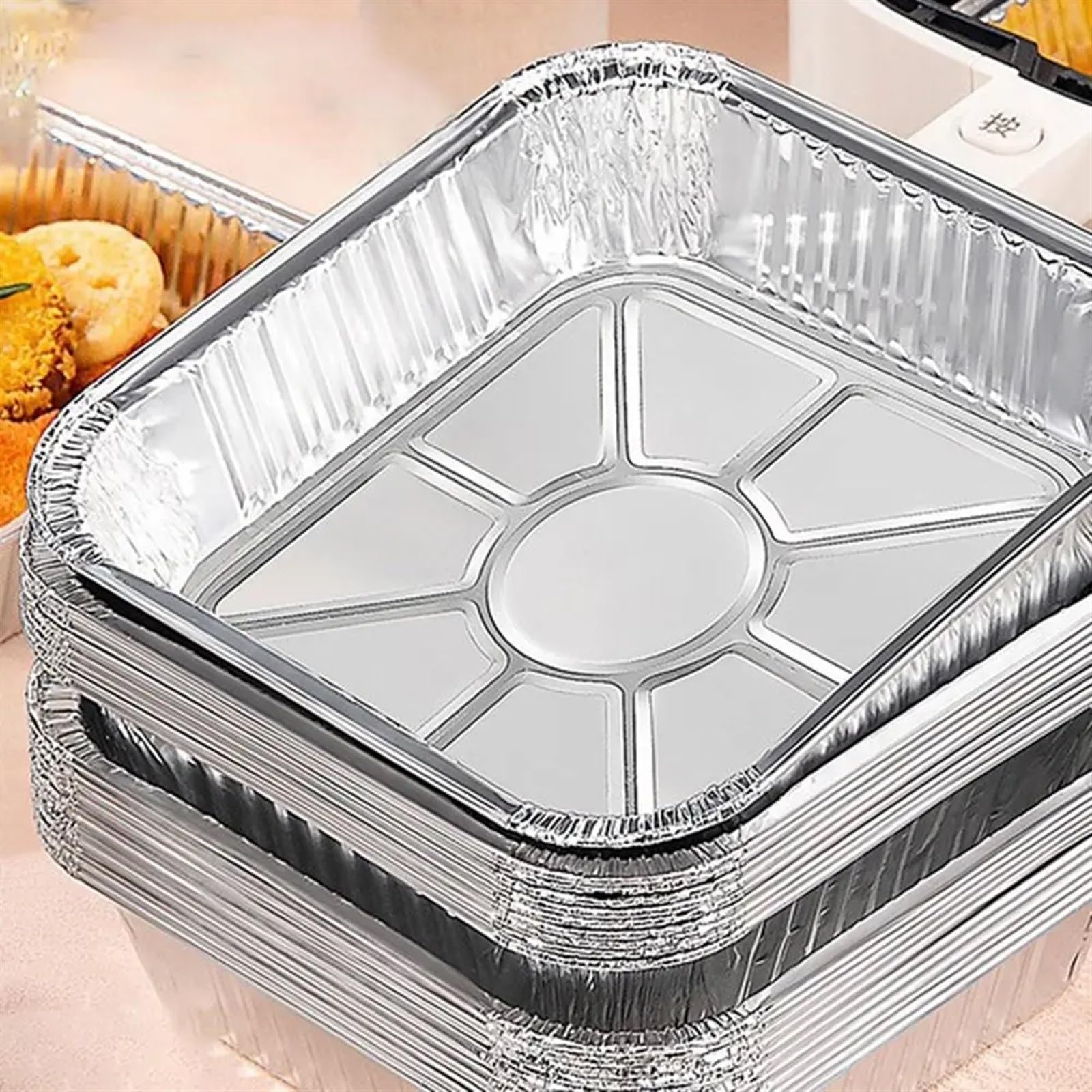 Bandejas for Hornear de Papel de Aluminio, 20 o 30 Unidades, cuadradas, prácticas y Plateadas, for cocinar y Hornear.(9x9inch 20pcs)