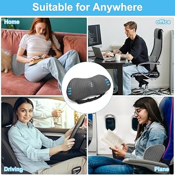 DAWRIS Lumbar Support Memory Foam Pillow, Lumber Support Cushions with Detachable Elastic Strap for Car Office Chair, Adjustable Car Seat Back Support Pillow for Promotes Back Pain Relief