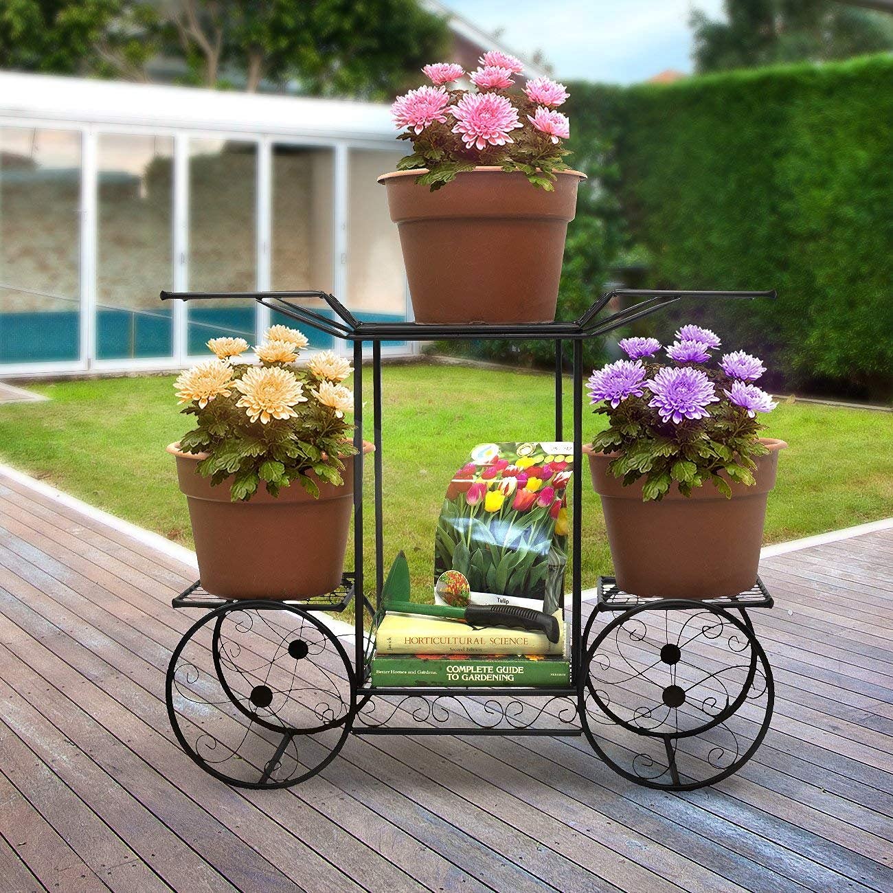 FUFU HANDICRAFT 6-Tier Cart Planter Stand, Outdoor Flower Rack Flower Pot Display Rack (Black) (B0CJJYHCW8) Amazon Price History, Amazon Price Tracker