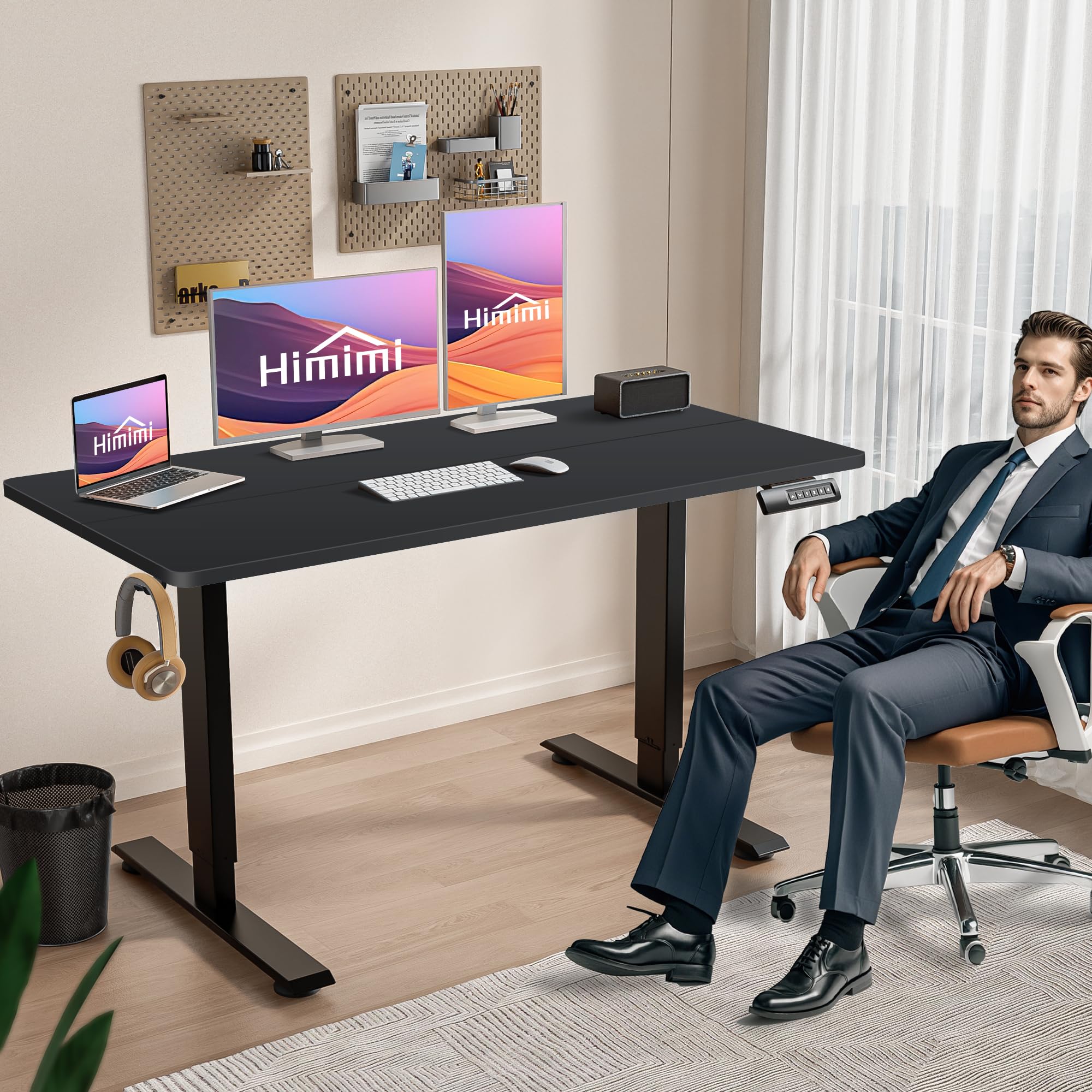 Himimi Electric Standing Desk Adjustable Height 70 x 27 inch Sit Stand up Adjustable Desk with Memory Presets — view 2