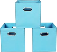 Vista 25 de Yunkeeeper - Contenedores de almacenamiento, cubos organizadores de tela con asa, cubos plegables para almacenamiento de tela o accesorios, 11 x 11