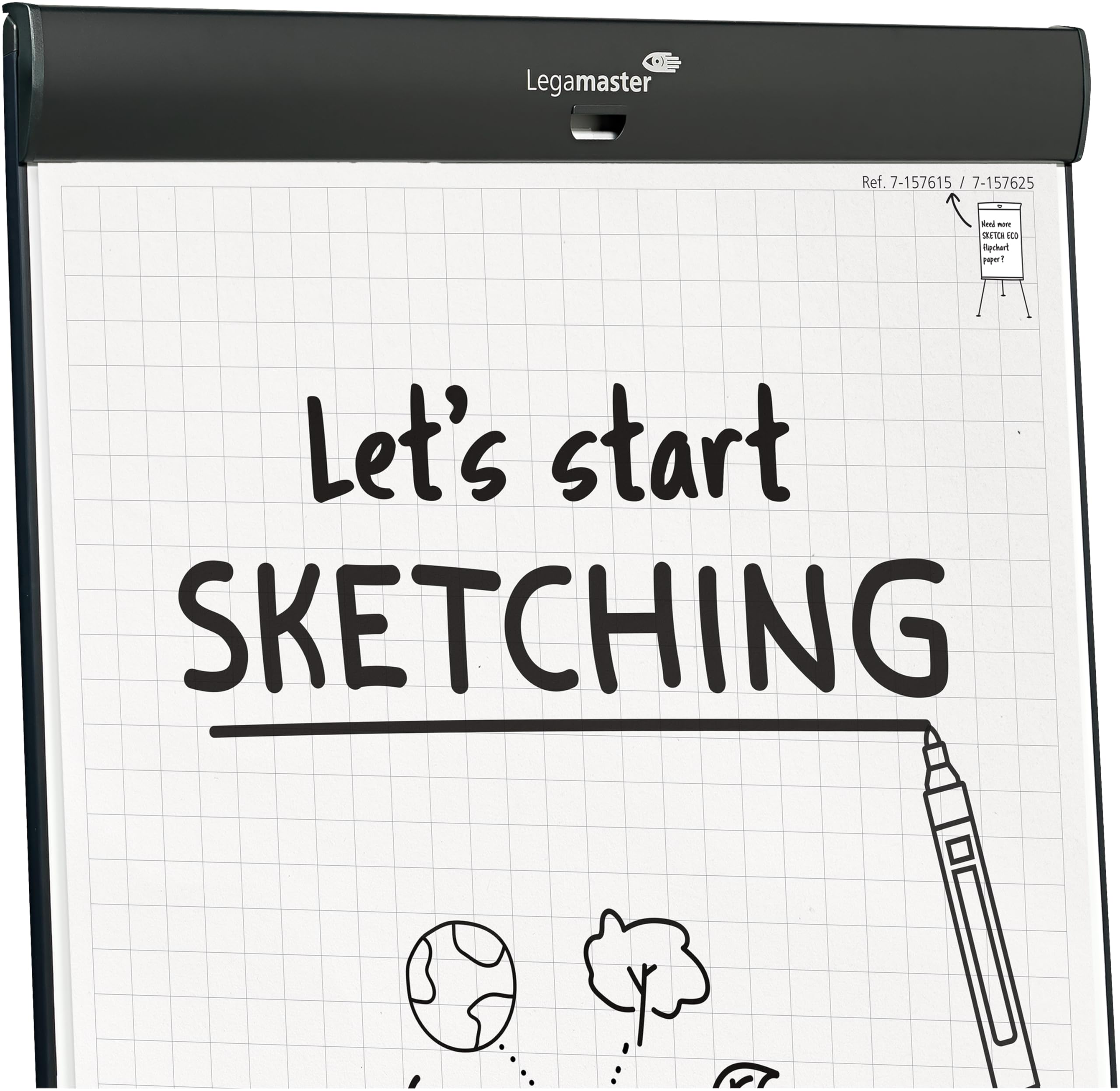 Legamaster SKETCH PRO mobiler Flipchart, magnetisch, höhenverstellbar, mit Rundfuß und Seitenarmen