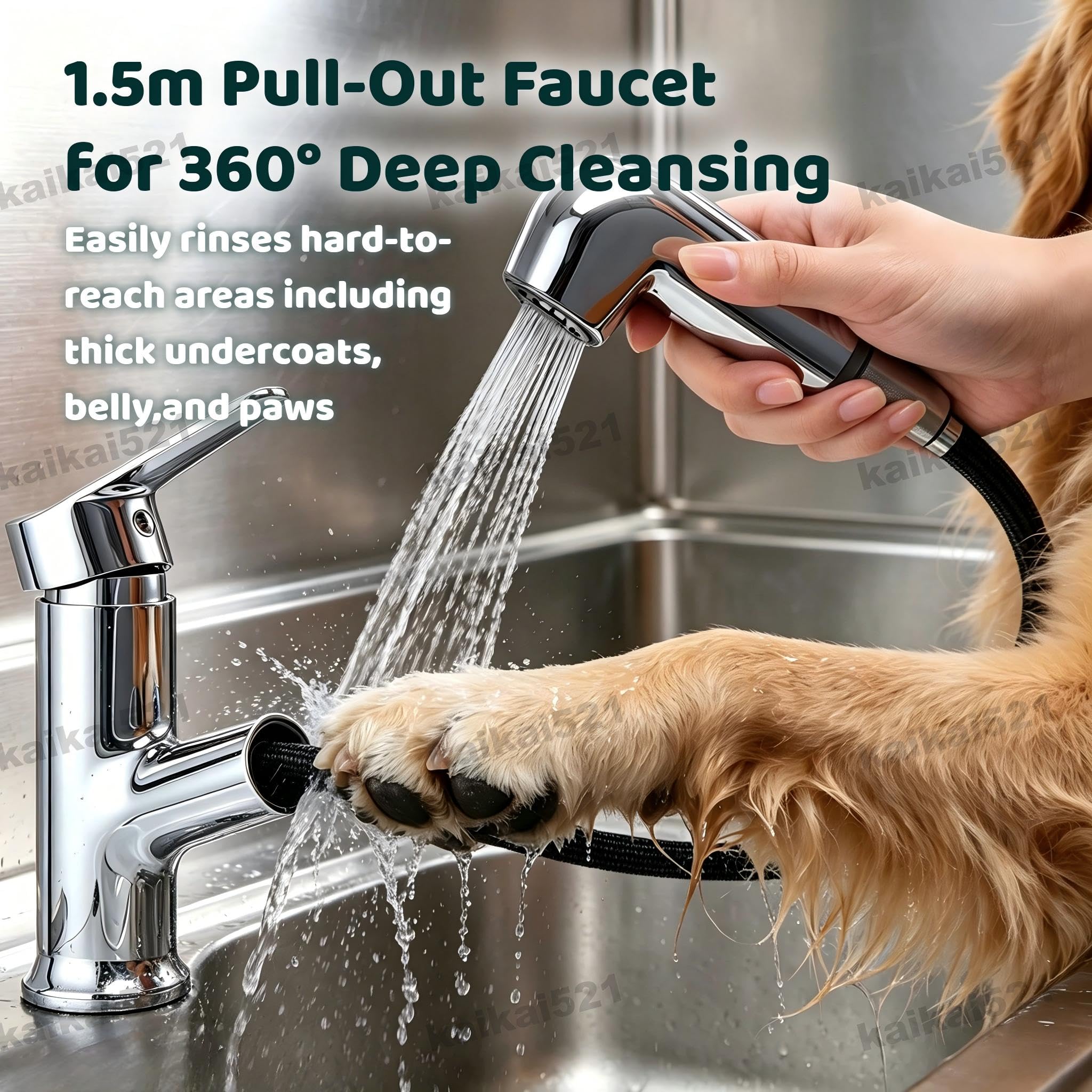 Bañera Acero Inoxidable Profesional para Perros Grandes 100 kg (120cm) | Estación De Baño Profesional Acero Inoxidable Para Perros,Bañera Peluquería Canina Longitud Mascota Alfombra Antideslizante
