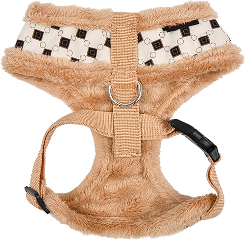 Miniatura 5 de Puppia Kovo - Arnés para perro sobre la cabeza, cálido patrón de leopardo de invierno, ajustable, pecho para perros pequeños y medianos, beige,