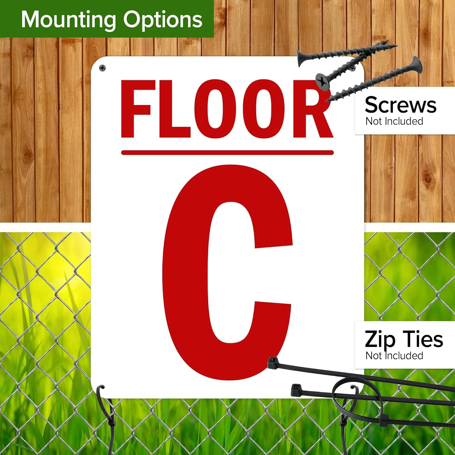 Floor C Sign, 24x30 Inches, 55 mil thick HDPS (high density polystyrene), Made in USA by My Sign Center
