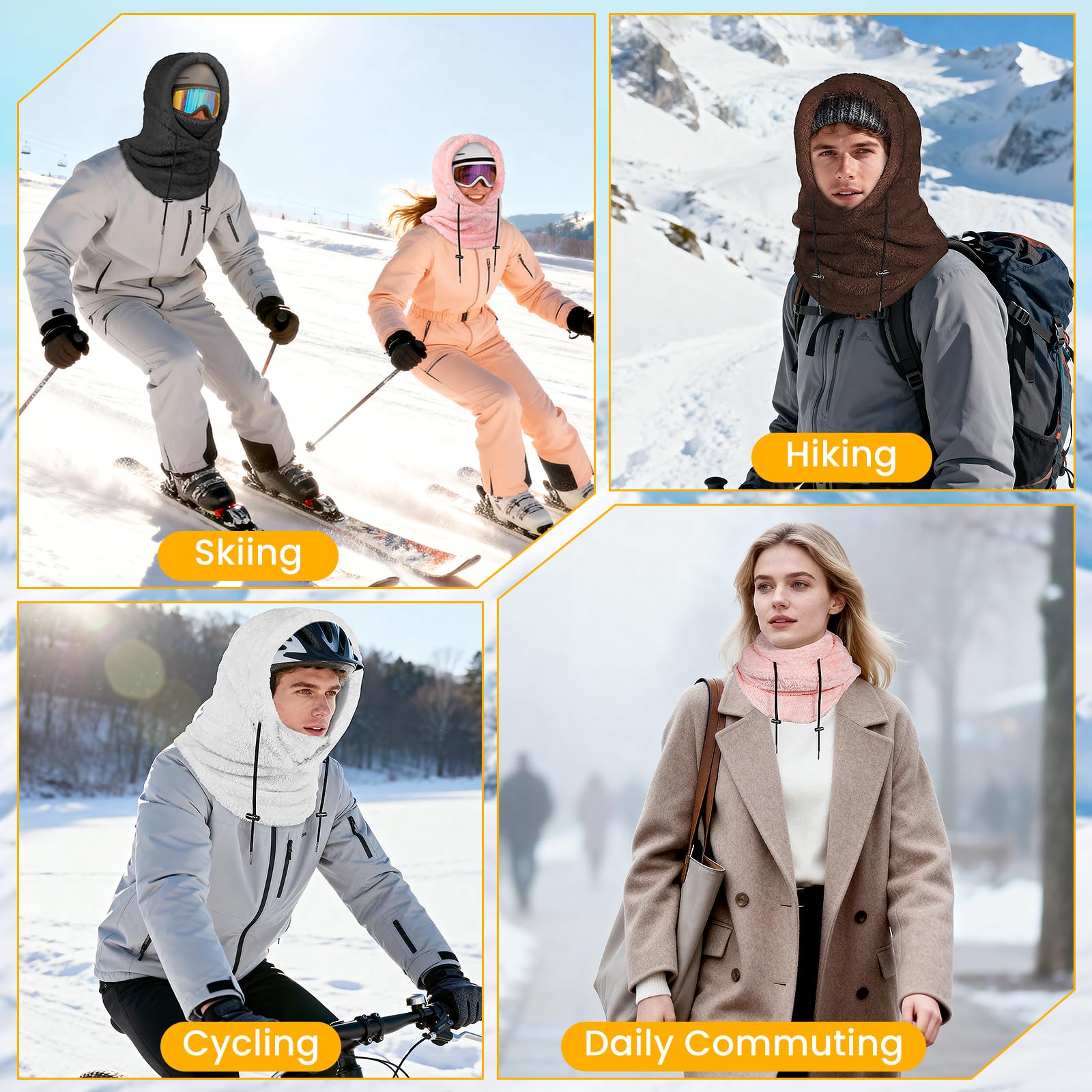 Winter-Sturmhaube, Skimaske: winddichtes Fleece, warme Gesichtsbedeckung, Kapuze für Männer und Frauen, Snowboarden, Skifahren, Wandern, Radfahren