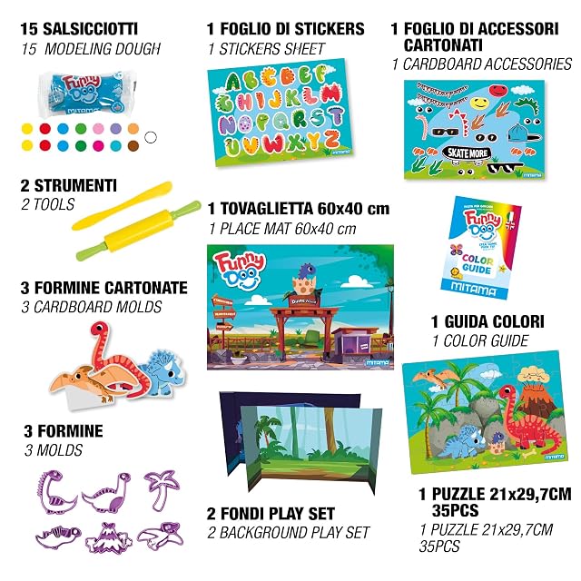 Foto 4 de 5 de Mitama Caja de juegos Dinos World, pasta de modelar, 33 piezas, juego y tiempo libre, niños