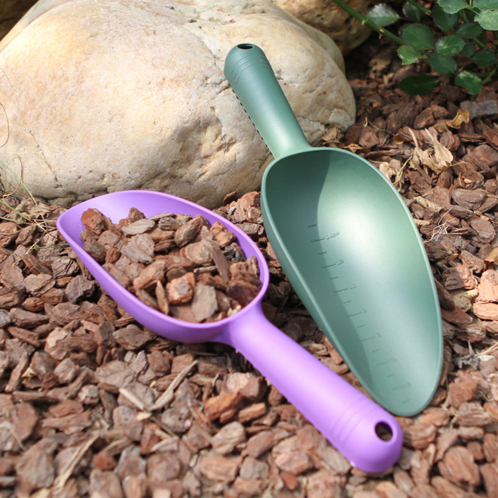 Ewer 4-pak plastikowych łopat ogrodowych, łopatka ogrodowa, ręczna łopatka do roślin, łopata ze skalą, małe łopaty do ogrodnictwa, przesadzania gleby, pielenia, kopania, sadzenia, 4 szt