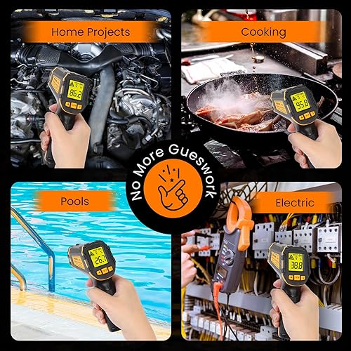 Miniatura 8 de Termómetro infrarrojo digital pistola de temperatura láser termómetro de carne para cocinar, alimentos, hornos de pizza, parrilla, motor, dulces,